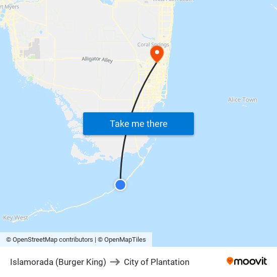 Islamorada (Burger King) to City of Plantation map