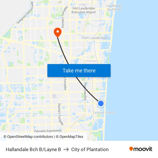 Hallandale Bch B/Layne B to City of Plantation map