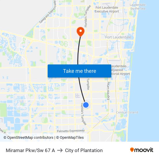 Miramar Pkw/Sw 67 A to City of Plantation map