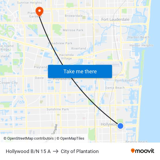 HOLLYWOOD B/N 15 A to City of Plantation map