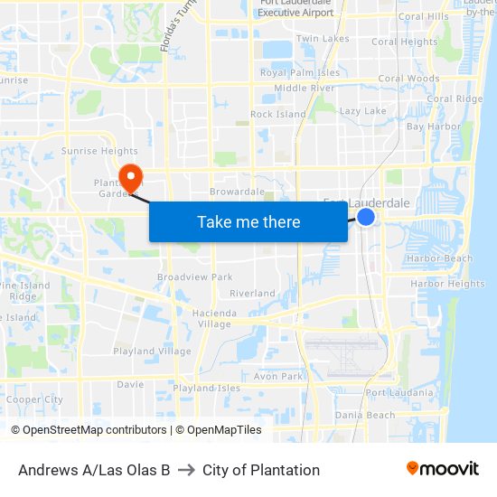 Andrews A/Las Olas B to City of Plantation map