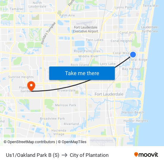 Us1/Oakland Park B (S) to City of Plantation map