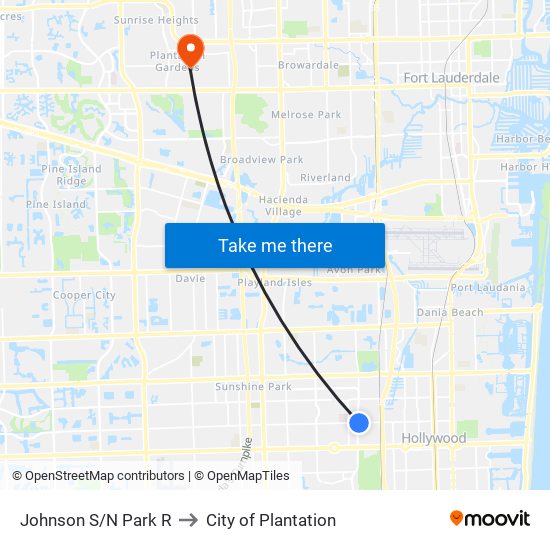 Johnson S/N Park R to City of Plantation map