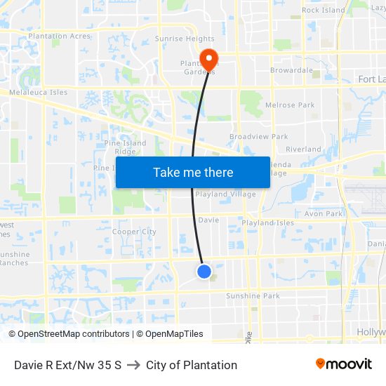Davie R Ext/Nw 35 S to City of Plantation map