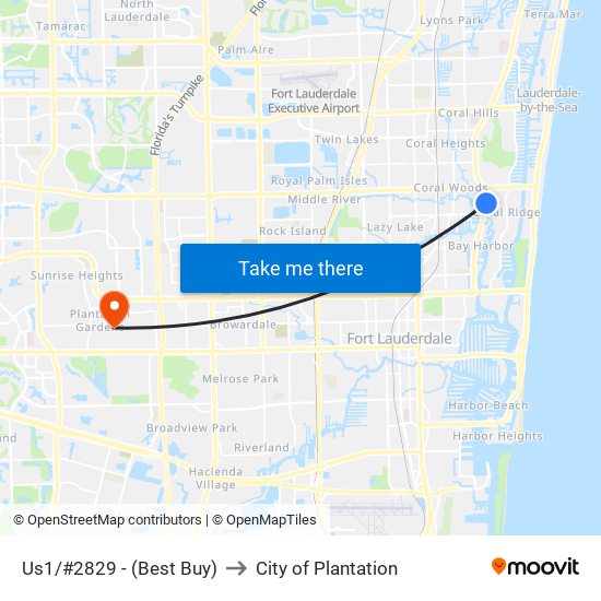Us1/#2829 - (Best Buy) to City of Plantation map