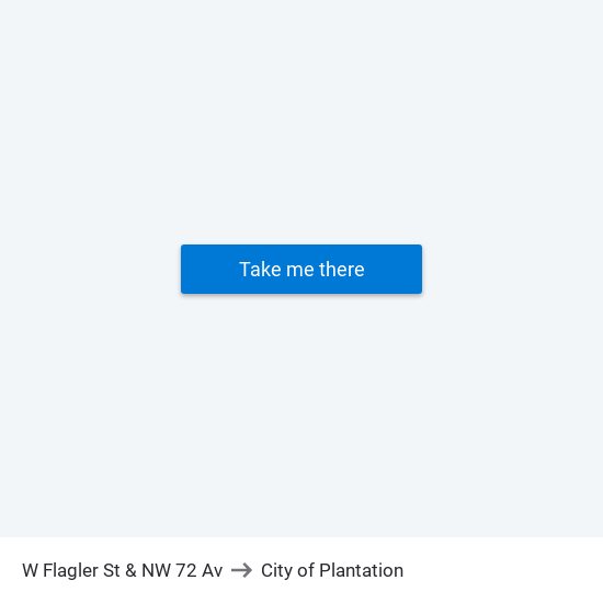 W Flagler St & NW 72 Av to City of Plantation map