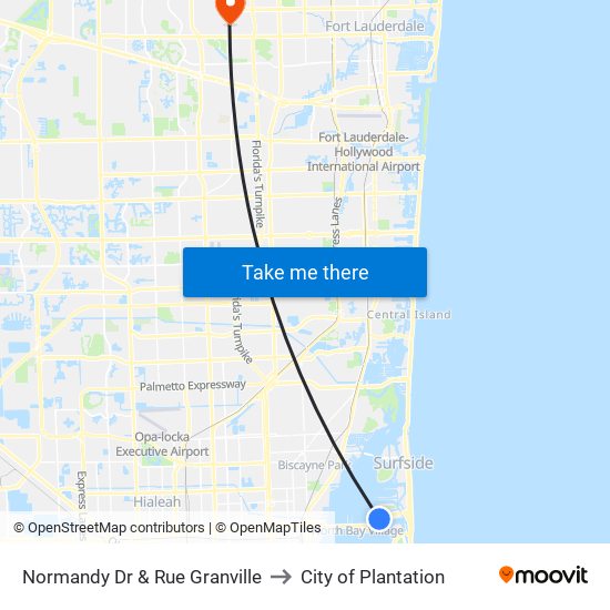 Normandy Dr & Rue Granville to City of Plantation map