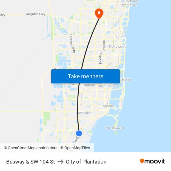 Busway & SW 104 St to City of Plantation map