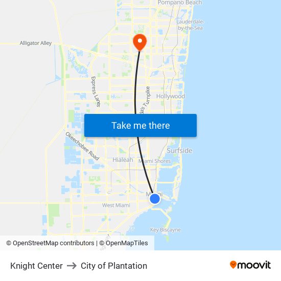 Knight Center to City of Plantation map