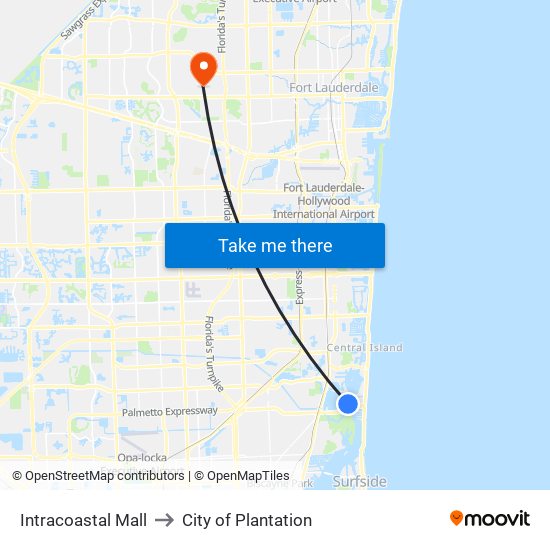 Intracoastal Mall to City of Plantation map