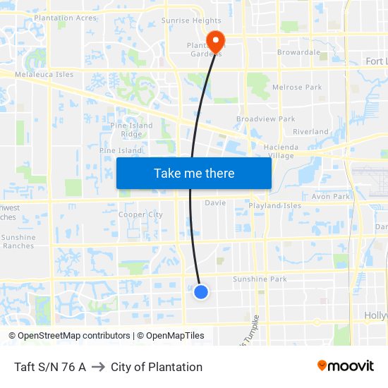 Taft S/N 76 A to City of Plantation map