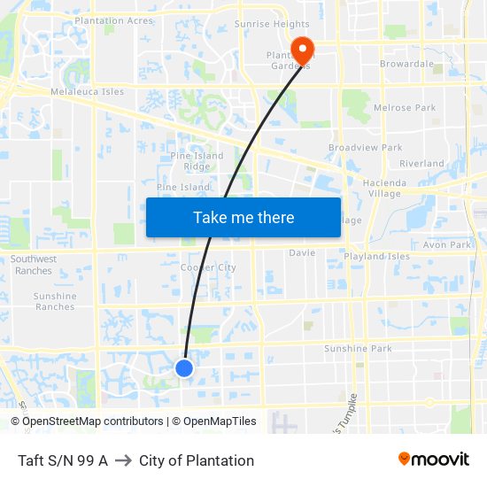 Taft S/N 99 A to City of Plantation map