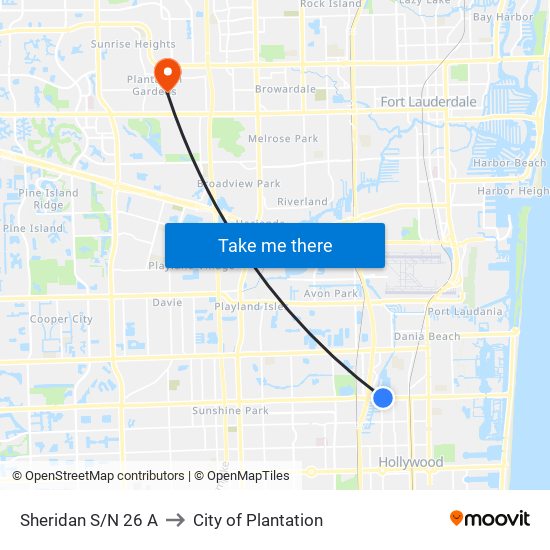 SHERIDAN S/N 26 A to City of Plantation map