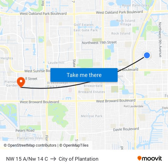 NW 15 A/Nw 14 C to City of Plantation map