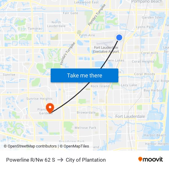 Powerline R/Nw 62 S to City of Plantation map