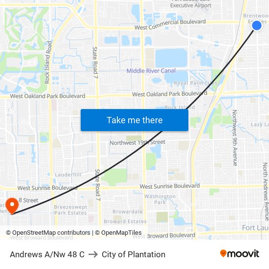 Andrews A/Nw 48 C to City of Plantation map