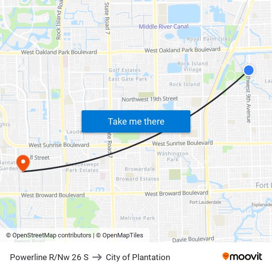 Powerline R/Nw 26 S to City of Plantation map