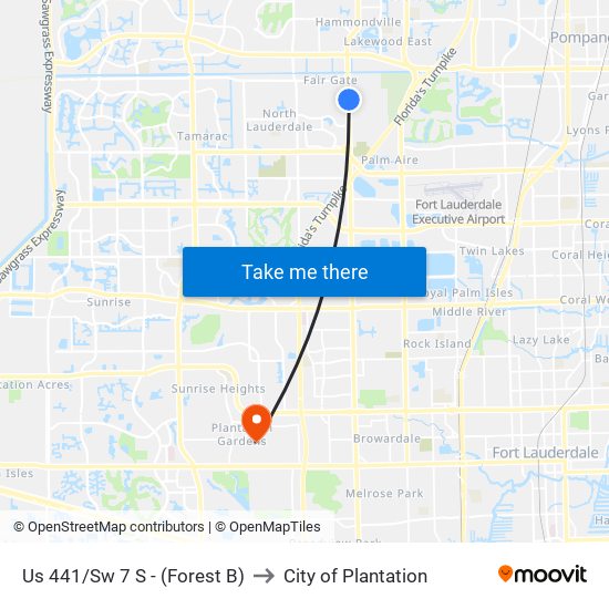 Us 441/Sw 7 S - (Forest B) to City of Plantation map