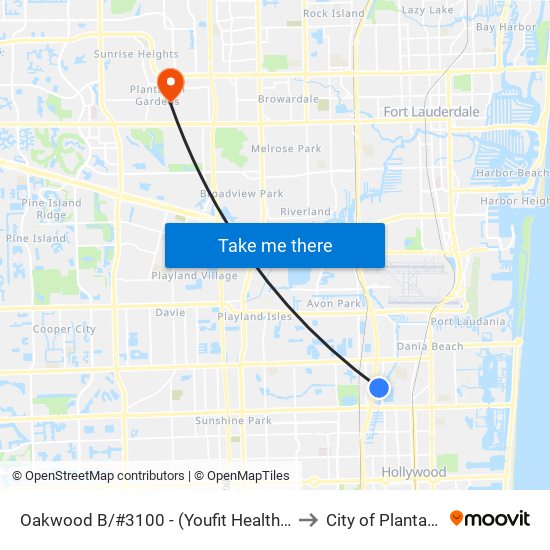 Oakwood B/#3100 - (Youfit Health Club) to City of Plantation map
