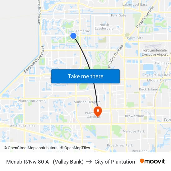 Mcnab R/Nw 80 A - (Valley Bank) to City of Plantation map