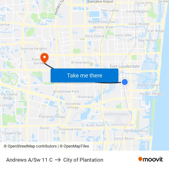 Andrews A/Sw 11 C to City of Plantation map