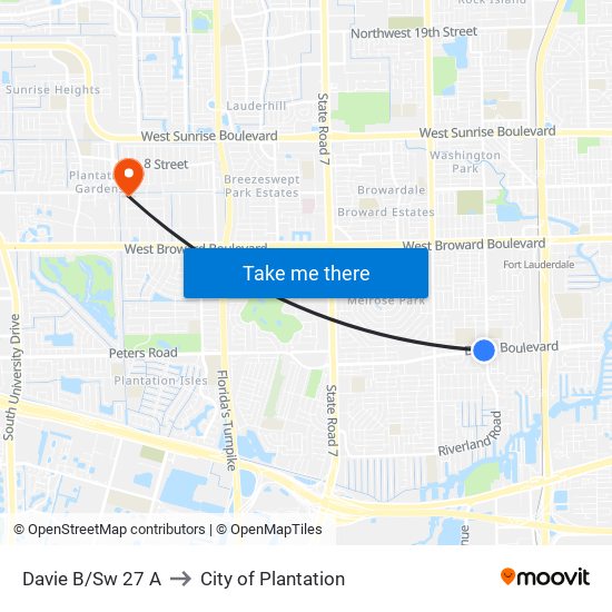 Davie B/Sw 27 A to City of Plantation map