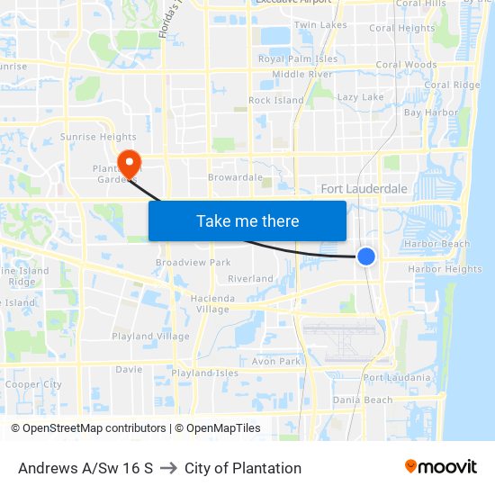 Andrews A/Sw 16 S to City of Plantation map