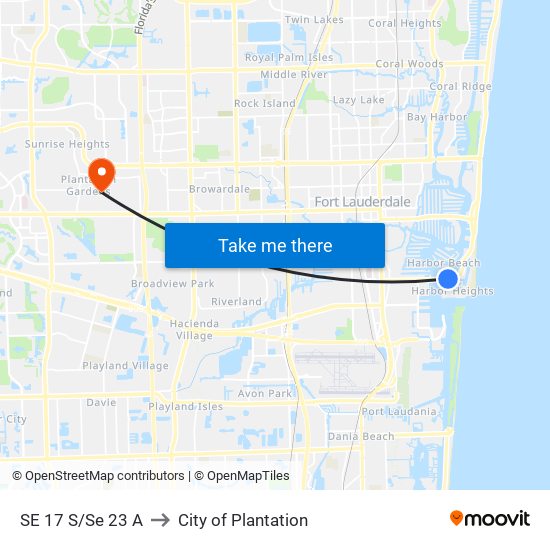 SE 17 S/Se 23 A to City of Plantation map