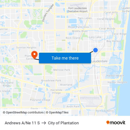 Andrews A/Ne 11 S to City of Plantation map