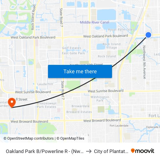 Oakland Park B/Powerline R - (Nw 9 A) to City of Plantation map