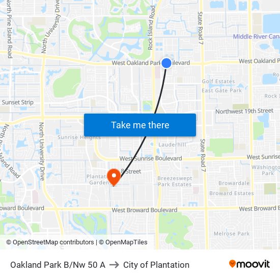 Oakland Park B/Nw 50 A to City of Plantation map