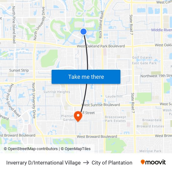 Inverrary D/International Village to City of Plantation map