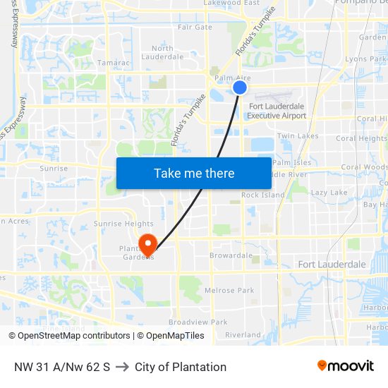 NW 31 A/Nw 62 S to City of Plantation map