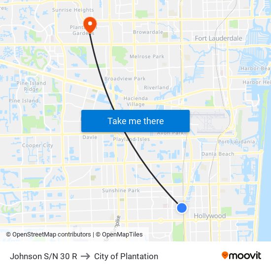 JOHNSON S/N 30 R to City of Plantation map