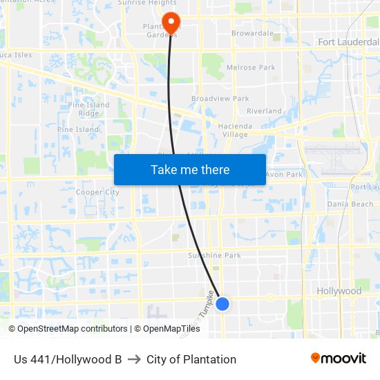 Us 441/Hollywood B to City of Plantation map
