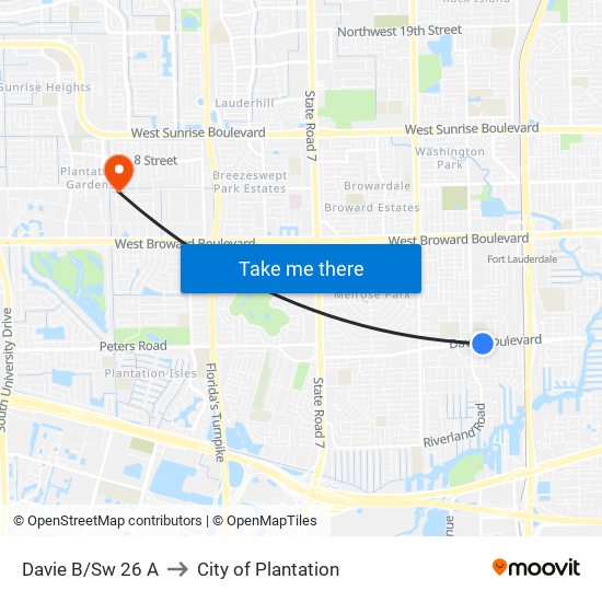 Davie B/Sw 26 A to City of Plantation map