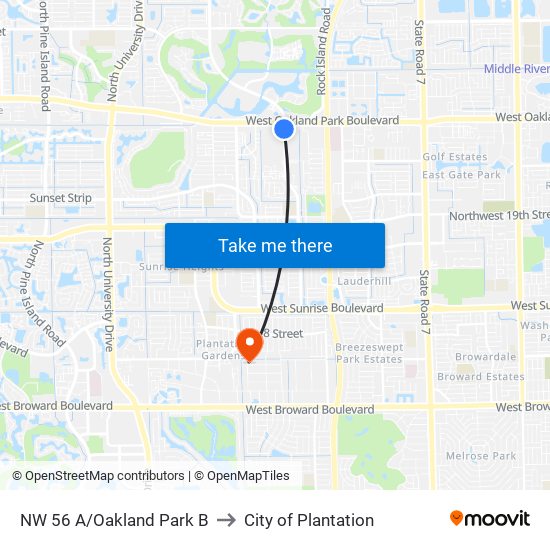 NW 56 A/Oakland Park B to City of Plantation map