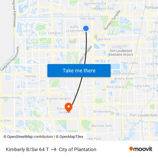 Kimberly B/Sw 64 T to City of Plantation map
