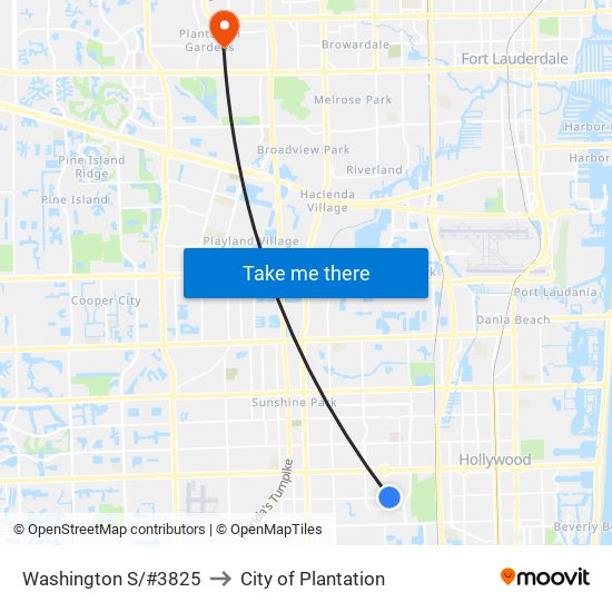 Washington S/#3825 to City of Plantation map