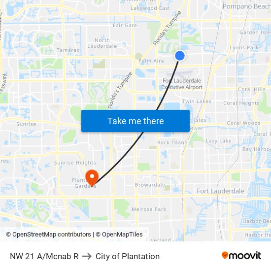 NW 21 A/MCNAB R to City of Plantation map