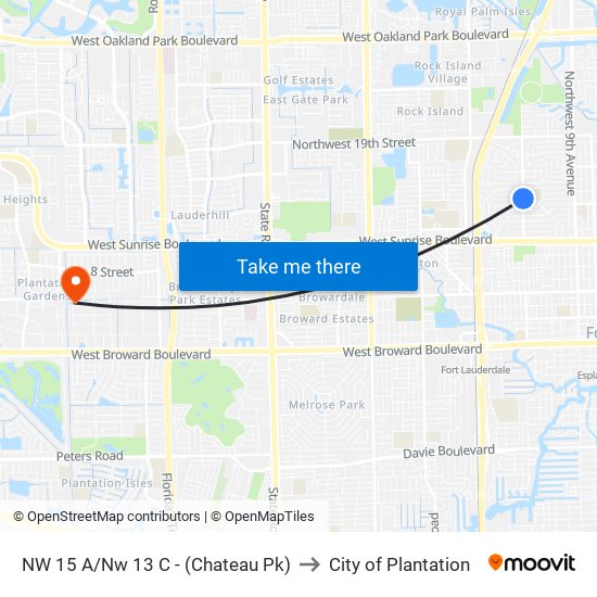 NW 15 A/Nw 13 C - (Chateau Pk) to City of Plantation map