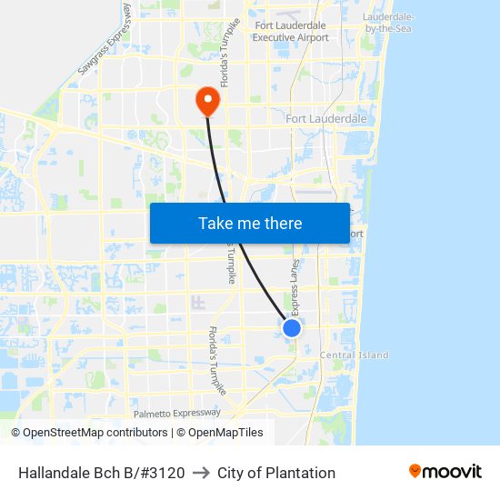 HALLANDALE BCH B/#3120 to City of Plantation map