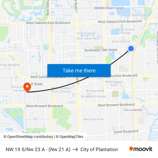 NW 19 S/Nw 23 A - (Nw 21 A) to City of Plantation map