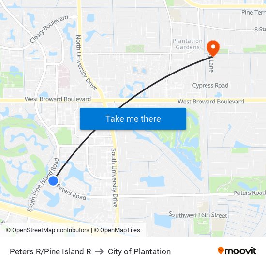 PETERS R/PINE ISLAND R to City of Plantation map