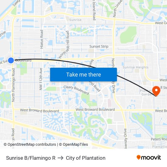 Sunrise B/Flamingo R to City of Plantation map