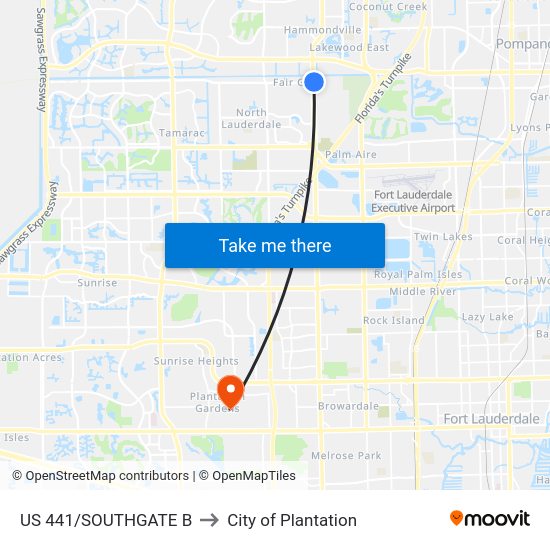 Us 441/Southgate B to City of Plantation map