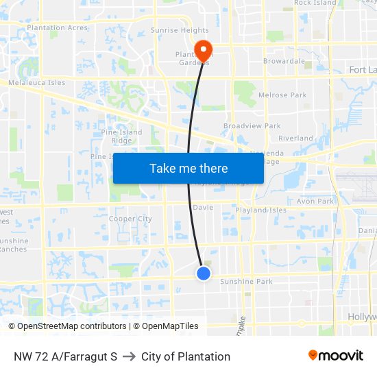 NW 72 A/Farragut S to City of Plantation map