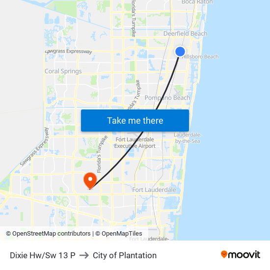 Dixie Hw/Sw 13 P to City of Plantation map