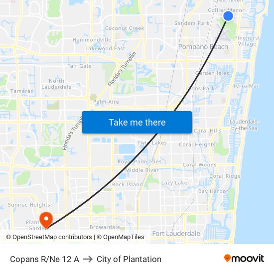 COPANS R/NE 12 A to City of Plantation map