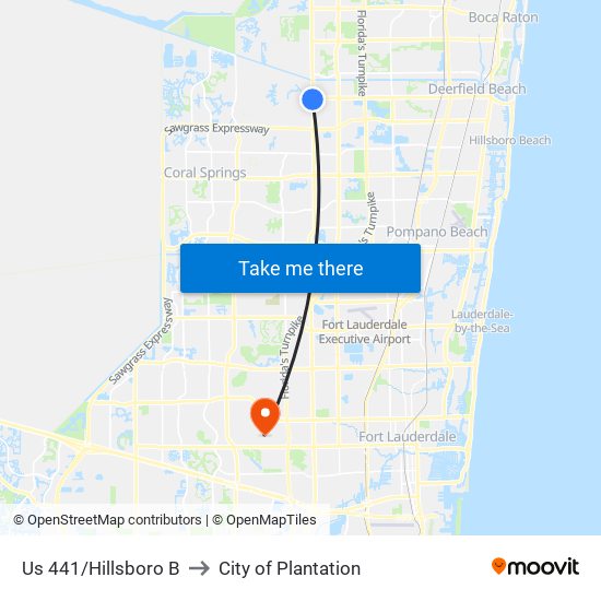 US 441/HILLSBORO B to City of Plantation map